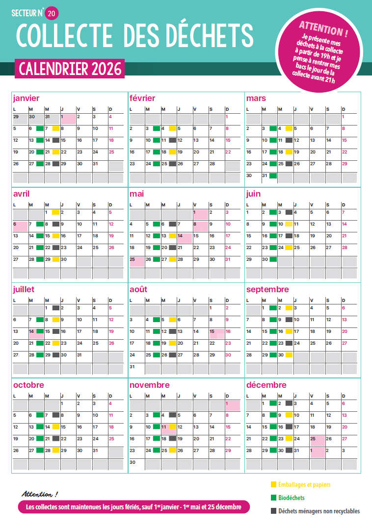 COLLECTE CALENDRIER 2026